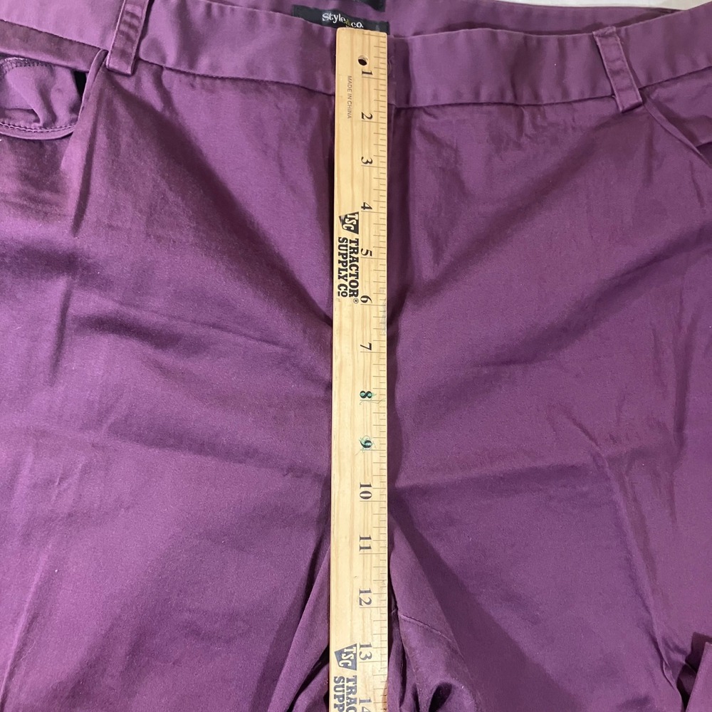 Style & Co Woman Plus Size 20W Plum Purple Stretch Cotton Cropped Pants WPL 8046 - Picture 4 of 10